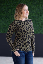 Load image into Gallery viewer, Blair Long Sleeve Top - Olive Animal Print