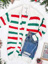 Load image into Gallery viewer, Stripe Cardigan - Christmas Stripe