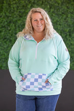 Load image into Gallery viewer, HalfZip Hoodie - Mint with Blue and Mint Checker MM EXCLUSIVE