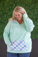 Load image into Gallery viewer, HalfZip Hoodie - Mint with Blue and Mint Checker MM EXCLUSIVE