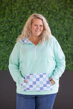 Load image into Gallery viewer, HalfZip Hoodie - Mint with Blue and Mint Checker MM EXCLUSIVE