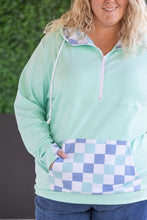 Load image into Gallery viewer, HalfZip Hoodie - Mint with Blue and Mint Checker MM EXCLUSIVE