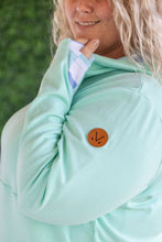 Load image into Gallery viewer, HalfZip Hoodie - Mint with Blue and Mint Checker MM EXCLUSIVE