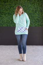 Load image into Gallery viewer, HalfZip Hoodie - Mint with Blue and Mint Checker MM EXCLUSIVE