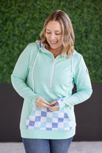 Load image into Gallery viewer, HalfZip Hoodie - Mint with Blue and Mint Checker MM EXCLUSIVE