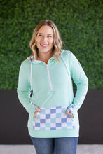 Load image into Gallery viewer, HalfZip Hoodie - Mint with Blue and Mint Checker MM EXCLUSIVE