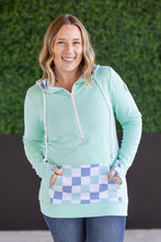 Load image into Gallery viewer, HalfZip Hoodie - Mint with Blue and Mint Checker MM EXCLUSIVE