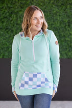 Load image into Gallery viewer, HalfZip Hoodie - Mint with Blue and Mint Checker MM EXCLUSIVE