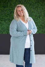 Load image into Gallery viewer, Knit Colbie Ribbed Cardigan - Dusty Blue