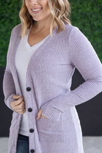 Colbie Ribbed Cardigan - Lavender