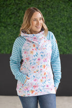 Load image into Gallery viewer, Zoey ZipCowl Sweatshirt - Watercolor Floral and Stripes