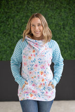Load image into Gallery viewer, Zoey ZipCowl Sweatshirt - Watercolor Floral and Stripes