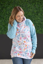 Load image into Gallery viewer, Zoey ZipCowl Sweatshirt - Watercolor Floral and Stripes