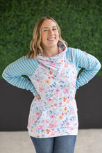 Load image into Gallery viewer, Zoey ZipCowl Sweatshirt - Watercolor Floral and Stripes