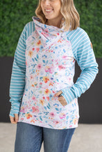 Load image into Gallery viewer, Zoey ZipCowl Sweatshirt - Watercolor Floral and Stripes
