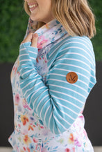 Load image into Gallery viewer, Zoey ZipCowl Sweatshirt - Watercolor Floral and Stripes