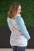 Load image into Gallery viewer, Zoey ZipCowl Sweatshirt - Watercolor Floral and Stripes
