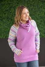 Load image into Gallery viewer, Zoey ZipCowl Sweatshirt - Mauve and Stripes