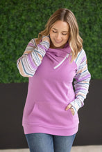 Load image into Gallery viewer, Zoey ZipCowl Sweatshirt - Mauve and Stripes