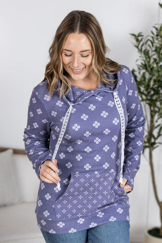 Hailey Pullover Hoodie - Slate Purple Floral