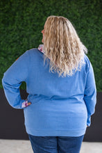 Load image into Gallery viewer, HalfZip Hoodie - Pink and Periwinkle Abstract Floral and Blue