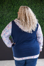 Load image into Gallery viewer, HalfZip Hoodie - Floral Paradise and Navy