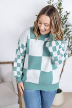 Load image into Gallery viewer, Checkered Pullover Sweater - Dusty Jade