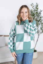Load image into Gallery viewer, Checkered Pullover Sweater - Dusty Jade