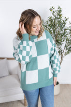 Load image into Gallery viewer, Checkered Pullover Sweater - Dusty Jade