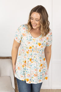Sarah Ruffle Short Sleeve - Watercolor Floral