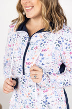 Load image into Gallery viewer, HalfZip Hoodie - Floral Paradise and Navy