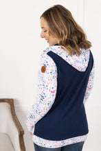 Load image into Gallery viewer, HalfZip Hoodie - Floral Paradise and Navy