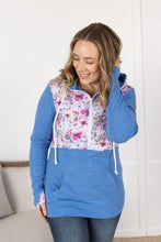 Load image into Gallery viewer, HalfZip Hoodie - Pink and Periwinkle Abstract Floral and Blue