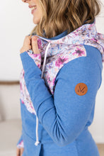 Load image into Gallery viewer, HalfZip Hoodie - Pink and Periwinkle Abstract Floral and Blue