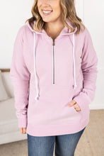 Load image into Gallery viewer, Vintage Wash HalfZip Hoodies - Cherry Blossom Pink