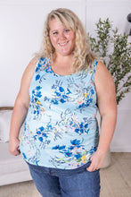 Load image into Gallery viewer, Luxe Crew Tank - Light Blue Floral Bliss