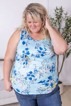 Load image into Gallery viewer, Luxe Crew Tank - Light Blue Floral Bliss