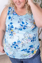 Load image into Gallery viewer, Luxe Crew Tank - Light Blue Floral Bliss