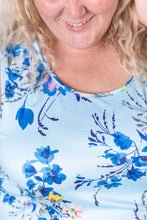 Load image into Gallery viewer, Luxe Crew Tank - Light Blue Floral Bliss