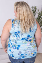 Load image into Gallery viewer, Luxe Crew Tank - Light Blue Floral Bliss