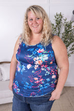 Load image into Gallery viewer, Luxe Crew Tank - Navy Floral Bliss
