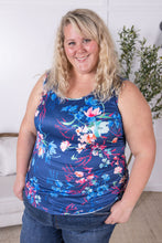 Load image into Gallery viewer, Luxe Crew Tank - Navy Floral Bliss