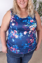 Load image into Gallery viewer, Luxe Crew Tank - Navy Floral Bliss