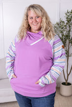 Load image into Gallery viewer, Zoey ZipCowl Sweatshirt - Mauve and Stripes