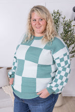 Load image into Gallery viewer, Checkered Pullover Sweater - Dusty Jade