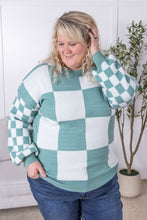 Load image into Gallery viewer, Checkered Pullover Sweater - Dusty Jade