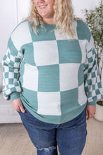 Load image into Gallery viewer, Checkered Pullover Sweater - Dusty Jade