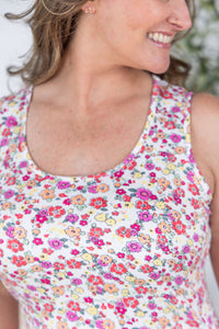 Luxe Crew Tank - Bright Floral Mix