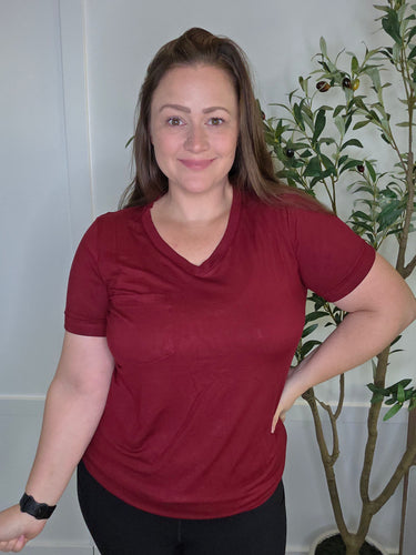 Sophie Pocket Tee - Burgundy