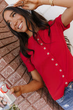 Load image into Gallery viewer, Button Front Lulu Tee - Cherry